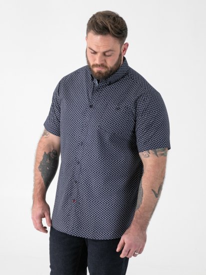 D555 Melrose Navy Icon AOP Button Down Collar Short Sleeve Navy - Marškiniai trumpomis rankovėmis - Marškiniai trumpomis rankovėmis