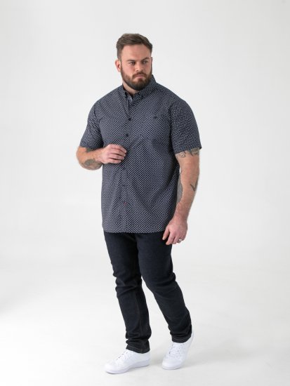 D555 Melrose Navy Icon AOP Button Down Collar Short Sleeve Navy - Marškiniai trumpomis rankovėmis - Marškiniai trumpomis rankovėmis