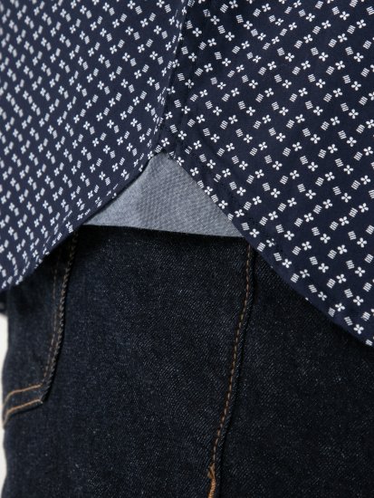 D555 Melrose Navy Icon AOP Button Down Collar Short Sleeve Navy - Marškiniai trumpomis rankovėmis - Marškiniai trumpomis rankovėmis