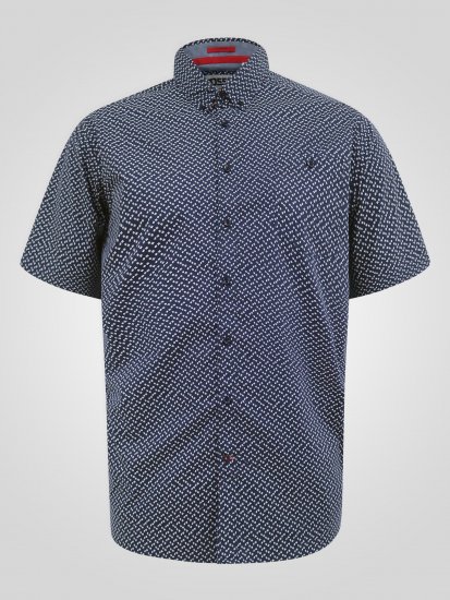 D555 Melrose Navy Icon AOP Button Down Collar Short Sleeve Navy - Marškiniai trumpomis rankovėmis - Marškiniai trumpomis rankovėmis