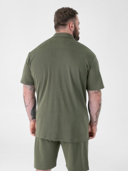 D555 Connor Stretch Cuban Collar Reosrt Short Sleeve Shirt Khaki - Marškiniai - Marškiniai - 2XL-8XL