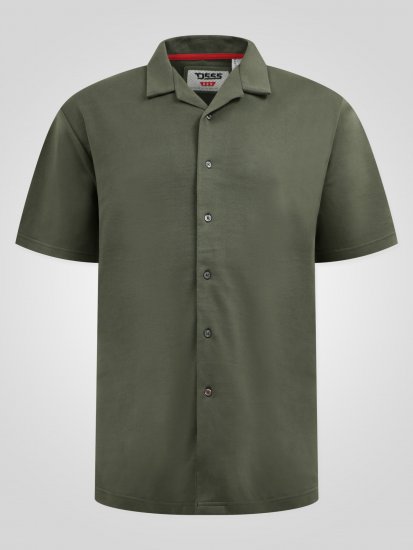 D555 Connor Stretch Cuban Collar Reosrt Short Sleeve Shirt Khaki - Marškiniai - Marškiniai - 2XL-8XL