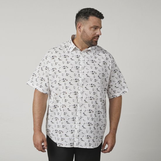 North Latitude 61111 Spausdinti Lininiai Marškiniai Trumpomis Rankovėmis Balta - Marškiniai - Marškiniai - 2XL-8XL