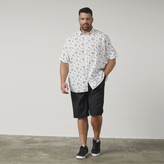 North Latitude 61111 Spausdinti Lininiai Marškiniai Trumpomis Rankovėmis Balta - Marškiniai - Marškiniai - 2XL-8XL