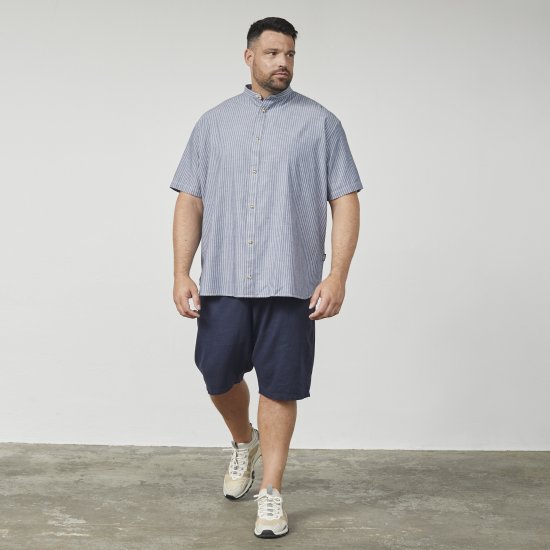 North Latitude 61164 Dryžuoti Marškiniai su Mao Apykakle Pilka - Marškiniai - Marškiniai - 2XL-8XL