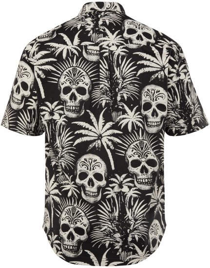 JP1880 Skull Pattern Jersey Short Sleeve Shirt Black - Marškiniai - Marškiniai - 2XL-8XL