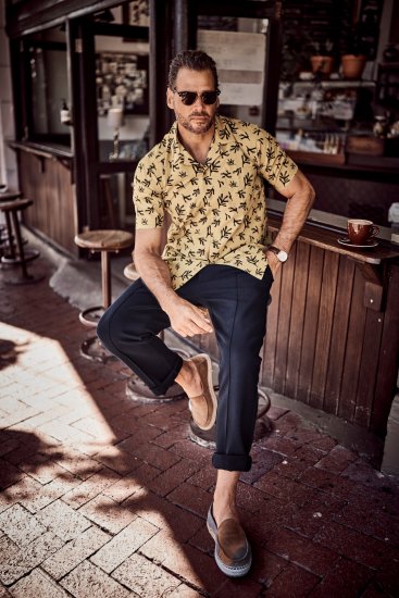 JP1880 Boxy Cuba Short Sleeve Shirt Camel - Marškiniai - Marškiniai - 2XL-8XL