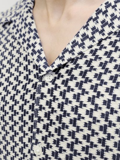 Jack & Jones Montauk Crochet Short Sleeve Shirt Navy - Marškiniai - Marškiniai - 2XL-8XL