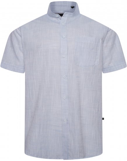 Kam Jeans 6334 Striped Grandad Short Sleeve Shirt Blue - Marškiniai - Marškiniai - 2XL-8XL