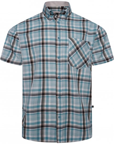 Kam Jeans 6339 Checked Short Sleeve Shirt Mineral Blue - Marškiniai - Marškiniai - 2XL-8XL