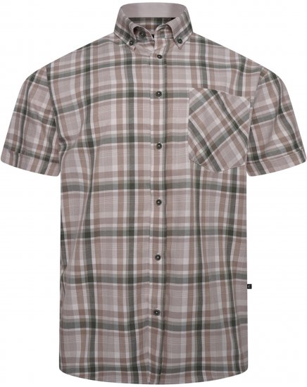 Kam Jeans 6339 Checked Short Sleeve Shirt Beige - Marškiniai - Marškiniai - 2XL-8XL