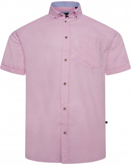 Kam Jeans 6340 Linen Mix Short Sleeve Shirt Pink - Marškiniai - Marškiniai - 2XL-8XL