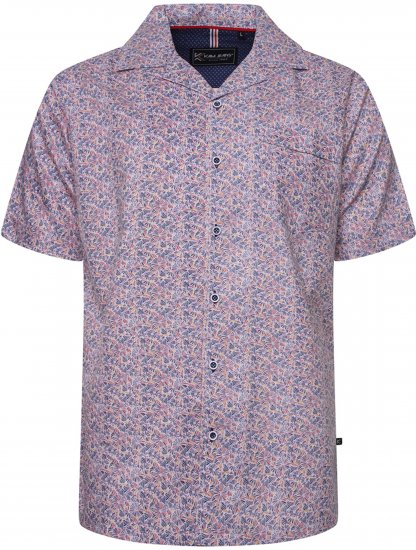 Kam Jeans 6343 Hawaiian Collar Floral Short Sleeve Shirt Navy - Marškiniai - Marškiniai - 2XL-8XL