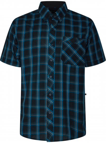 Kam Jeans 6365 Checked Short Sleeve Shirt Turquoise - Marškiniai - Marškiniai - 2XL-8XL