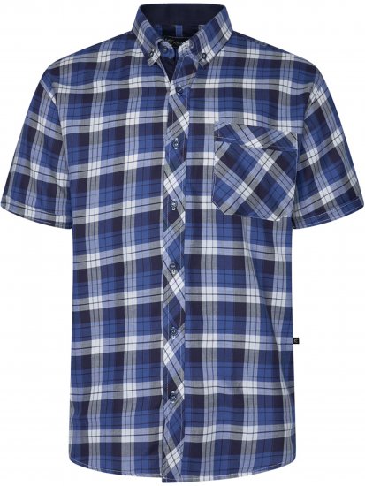 Kam Jeans 6369 Checked Short Sleeve Shirt Blue - Marškiniai - Marškiniai - 2XL-8XL