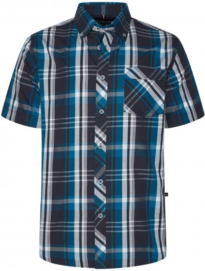 Kam Jeans 6380 Casual Checked Short Sleeve Shirt Navy - Marškiniai trumpomis rankovėmis - Marškiniai trumpomis rankovėmis