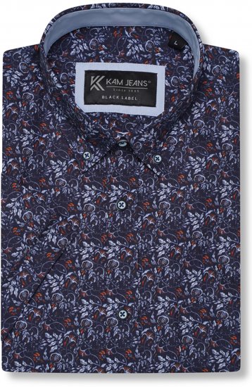 Kam Jeans P044 Premium Floral Printed Moonlight - Marškiniai trumpomis rankovėmis - Marškiniai trumpomis rankovėmis