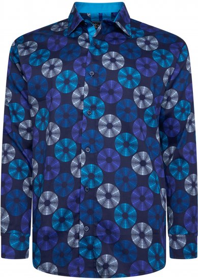 Kam Jeans 6071 Record Print Long Sleeve Shirt Navy - Marškiniai - Marškiniai - 2XL-8XL