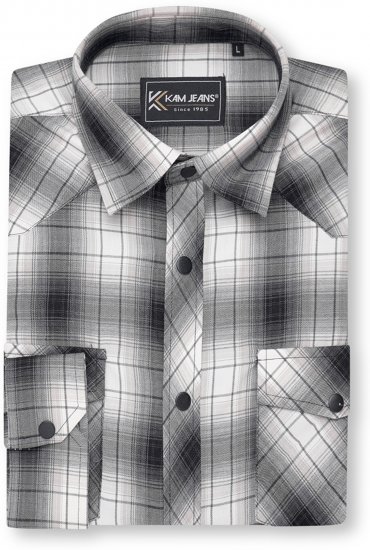 Kam Jeans 6352 Western Twin Pocket Long Sleeve Shirt Charcoal - Marškiniai - Marškiniai - 2XL-8XL