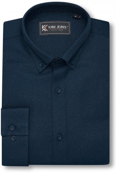 Kam Jeans 6357 Dobby Weave Shirt Navy - Marškiniai - Marškiniai - 2XL-8XL