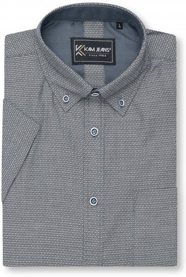Kam Jeans 6359 All Over Geo Print Shirt Charcoal - Marškiniai - Marškiniai - 2XL-8XL