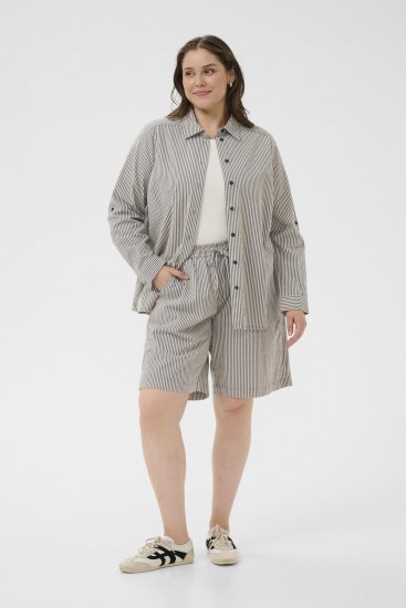 Kaffe Curve Nana Dryžuoti šortai Vidurnaktis/Balta dryžuota - Džinsai & Kelnės Didelėse Dydžiuose – Plus Size - 