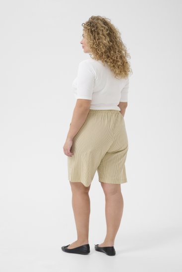 Kaffe Curve Nana Dryžuoti šortai Chincilla/Balta dryžuota - Džinsai & Kelnės Didelėse Dydžiuose – Plus Size - 