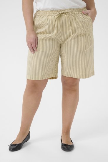 Kaffe Curve Nana Dryžuoti šortai Chincilla/Balta dryžuota - Džinsai & Kelnės Didelėse Dydžiuose – Plus Size - 