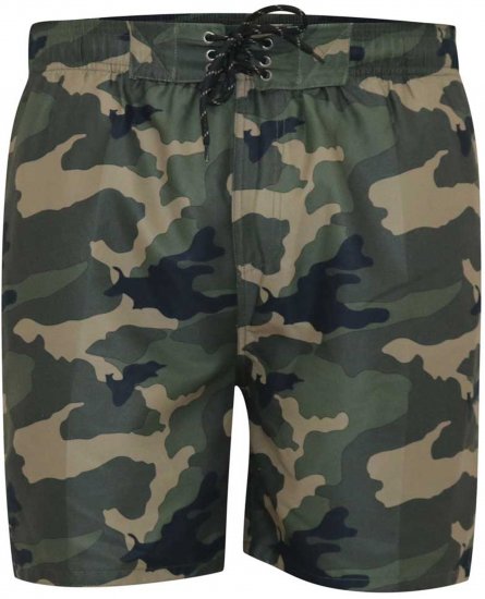 D555 Kody Camo Printed Swimshorts Khaki - Maudymosi šortai - Didelio dydžio vyriški maudymosi šortai