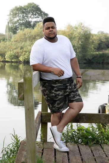 D555 Kody Camo Printed Swimshorts Khaki - Maudymosi šortai - Didelio dydžio vyriški maudymosi šortai