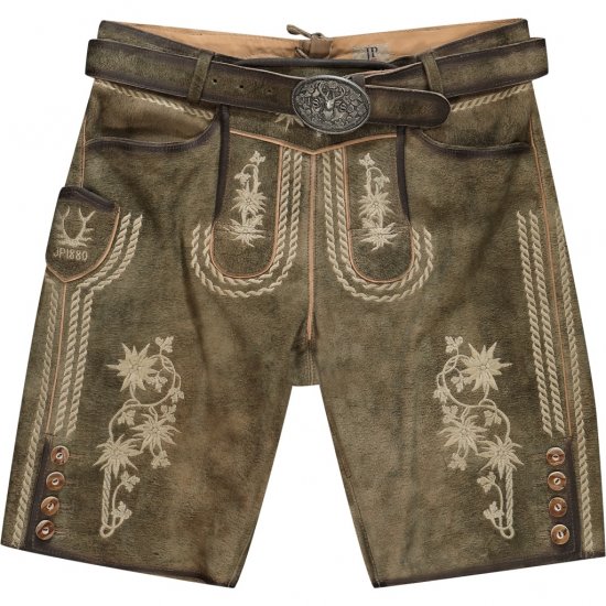 JP1880 Shorts Goat Suede with Belt Buckle Traditional Moss Green - Šventinė apranga - Šventinė apranga – Švęsti stilingai ir patogiai