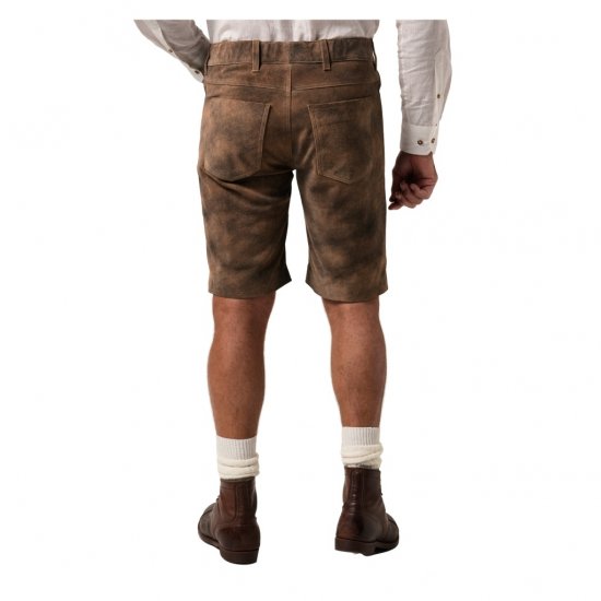 JP1880 Shorts Leather Traditional Cowhide Brown - Šortai - Šortai - W40-W60