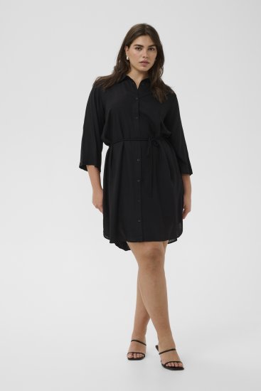 Kaffe Curve Mille Short Shirt Dress Black Deep - Mini suknelės - 