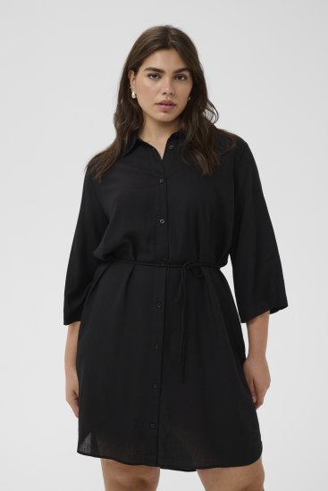 Kaffe Curve Mille Short Shirt Dress Black Deep - Mini suknelės - 