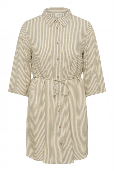 Kaffe Curve Milla Short Shirt Dress Chinchilla/Chalk Stripe - Mini suknelės - 