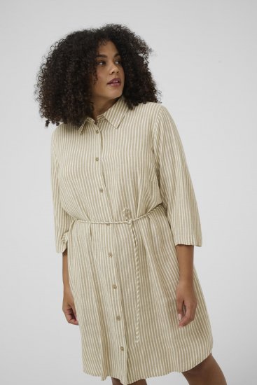 Kaffe Curve Milla Short Shirt Dress Chinchilla/Chalk Stripe - Mini suknelės - 
