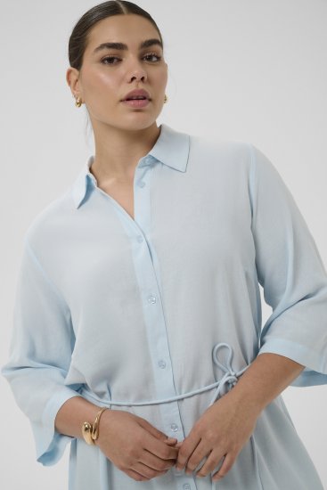 Kaffe Curve Mille Short Shirt Dress Nantucket Breeze Blue - Mini suknelės - 