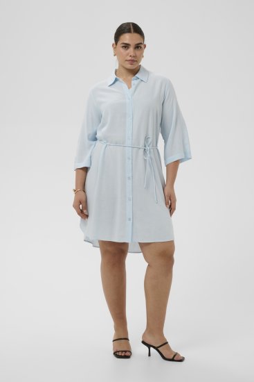 Kaffe Curve Mille Short Shirt Dress Nantucket Breeze Blue - Mini suknelės - 