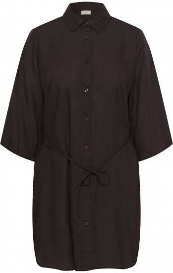 Kaffe Curve Mille Short Shirt Dress Black Coffee Brown - Mini suknelės - 