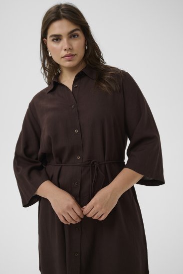 Kaffe Curve Mille Short Shirt Dress Black Coffee Brown - Mini suknelės - 