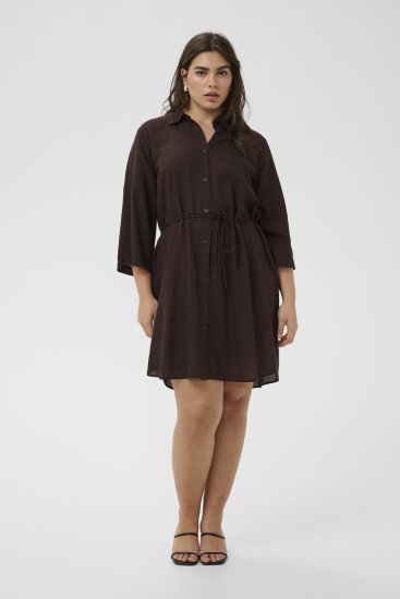 Kaffe Curve Mille Short Shirt Dress Black Coffee Brown - Mini suknelės - 