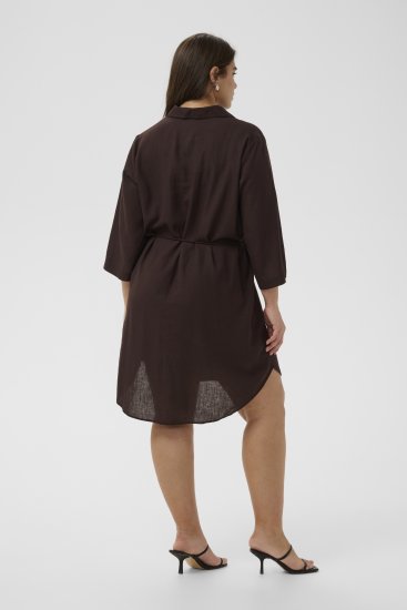 Kaffe Curve Mille Short Shirt Dress Black Coffee Brown - Mini suknelės - 