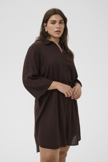 Kaffe Curve Mille Short Shirt Dress Black Coffee Brown - Mini suknelės - 