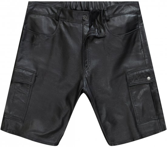 JP1880 Leather Shorts Cargo Pockets Lamb Nappa Leather Black - Šortai - Šortai - W40-W60