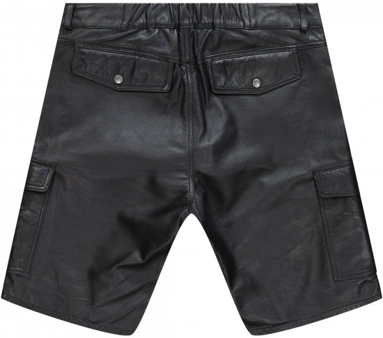 JP1880 Leather Shorts Cargo Pockets Lamb Nappa Leather Black - Šortai - Šortai - W40-W60