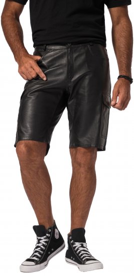 JP1880 Leather Shorts Cargo Pockets Lamb Nappa Leather Black - Šortai - Šortai - W40-W60