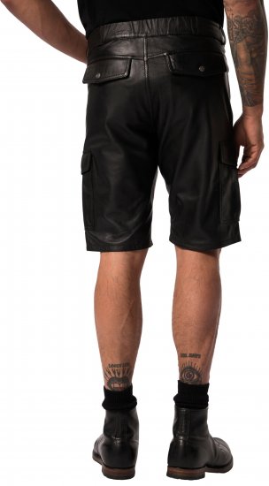 JP1880 Leather Shorts Cargo Pockets Lamb Nappa Leather Black - Šortai - Šortai - W40-W60