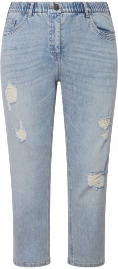 Ulla Popken Stonewashed Distressed Boyfriend Jeans Light Blue - Džinsai & Kelnės Didelėse Dydžiuose – Plus Size - 