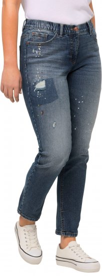 Ulla Popken Distressed Stretch Fit Sarah Jeans Blue Denim - Džinsai & Kelnės Didelėse Dydžiuose – Plus Size - 