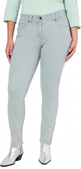 Ulla Popken Slim Leg Light Wash Jeans Light Moss Light Moss Green - Džinsai & Kelnės Didelėse Dydžiuose – Plus Size - 